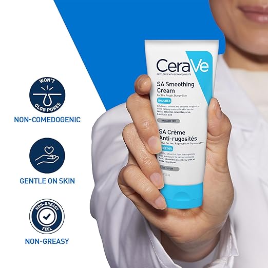 CeraVe SA Smoothing Cream  Exfoliating and Skin Smoothing Cream for Rough, Dry & Bumpy Skin with Salicylic Acid & Ceramides Dermatologist Recommended, 177ml