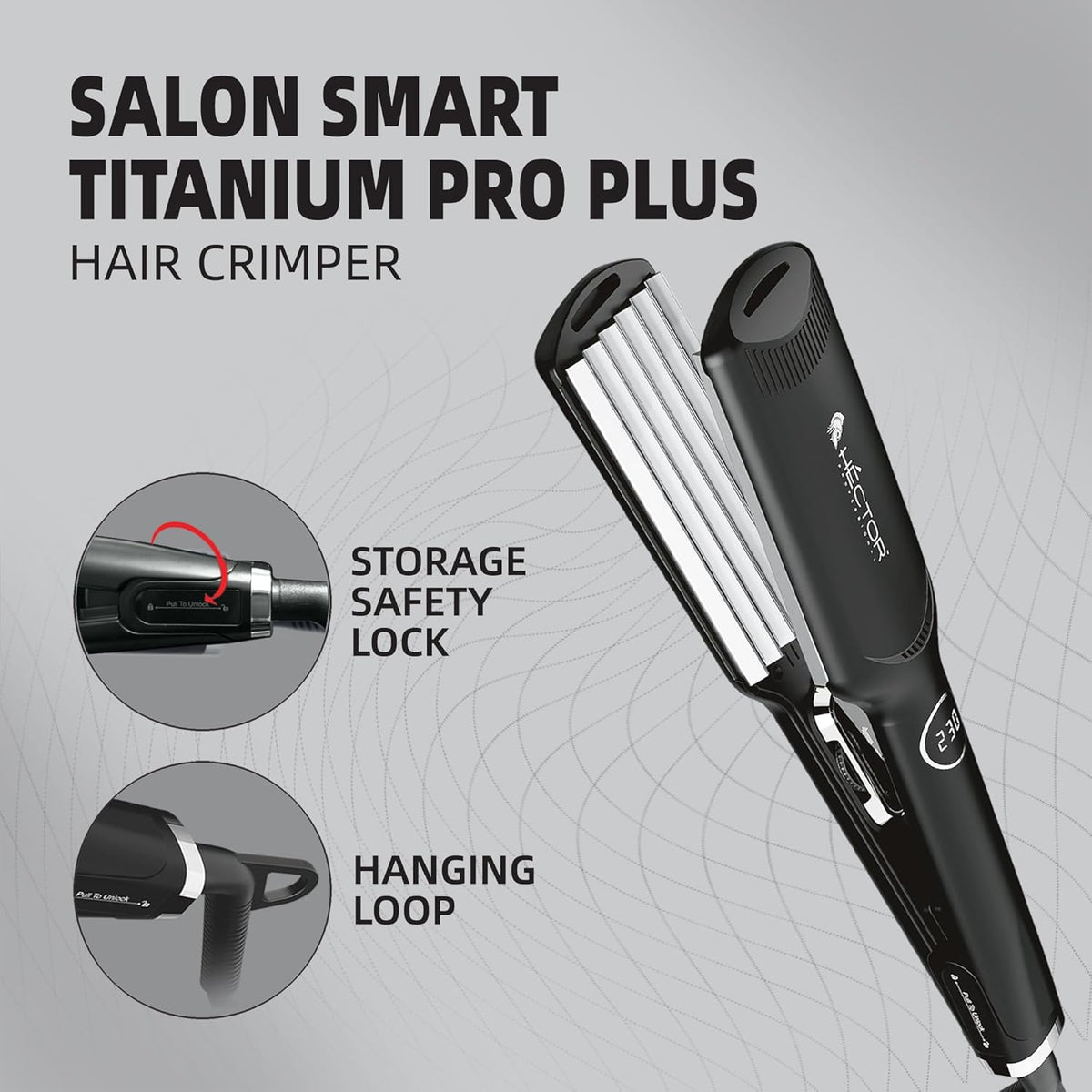 Hector Titanium Pro Plus Hair Crimper with Fast Heatup for Women, Black