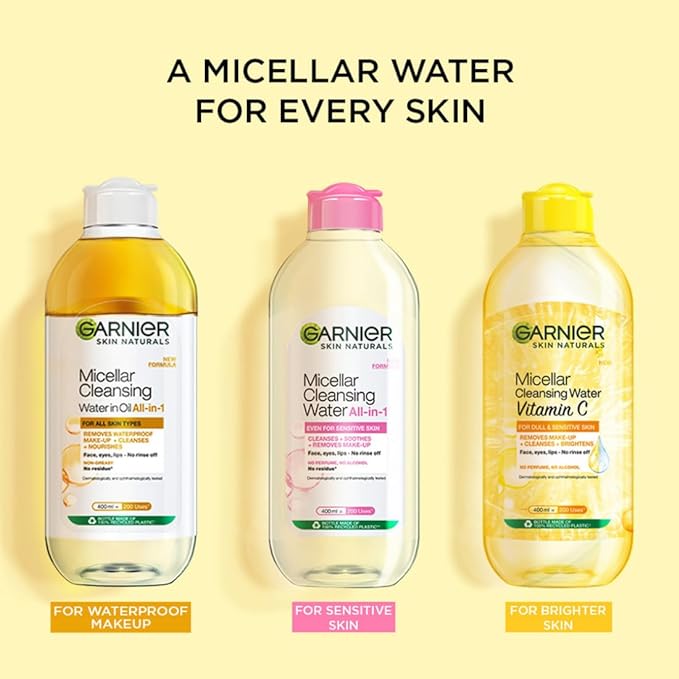 Garnier Skin Naturals, Cleansing Water for Waterproof Makeup, Nourishing Formula, Micellar Oil-Infused Cleansing Water 400ml
