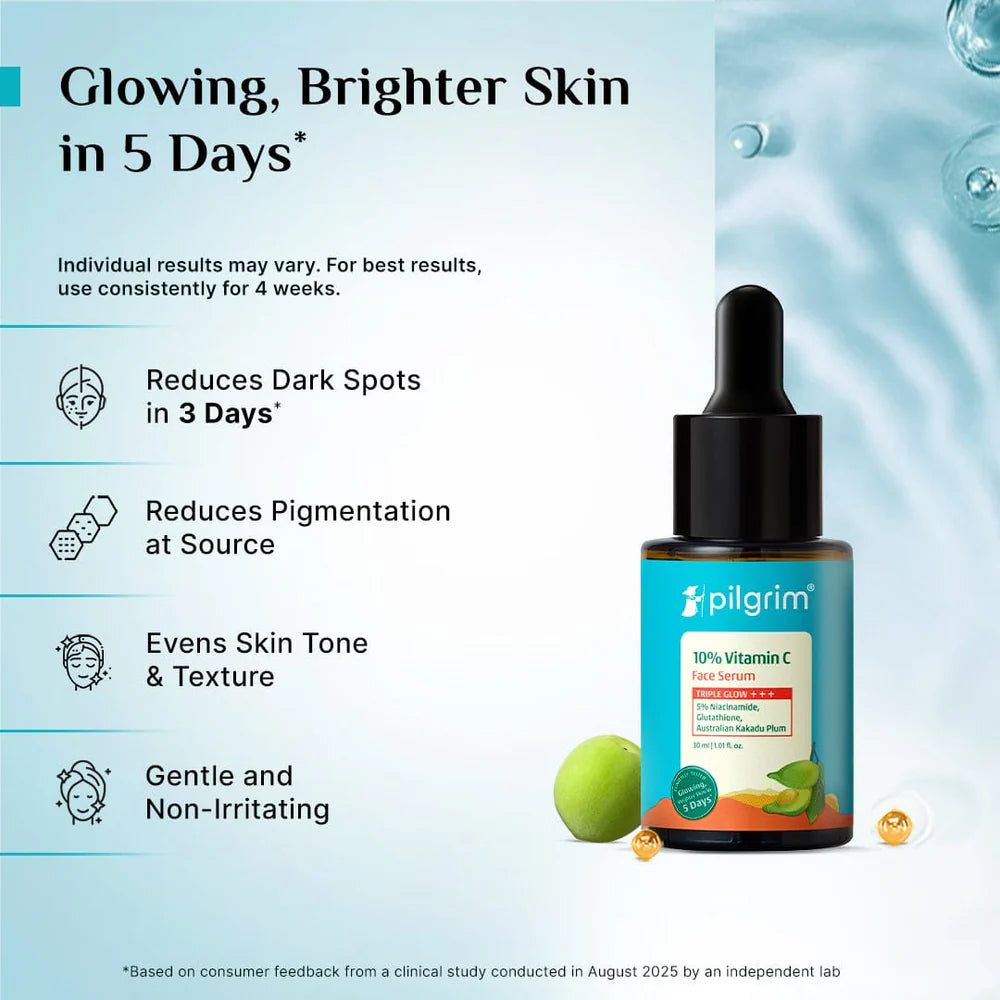 pilgrim 10% Vitamin C Face Serum For Triple Glow+++ 30ml