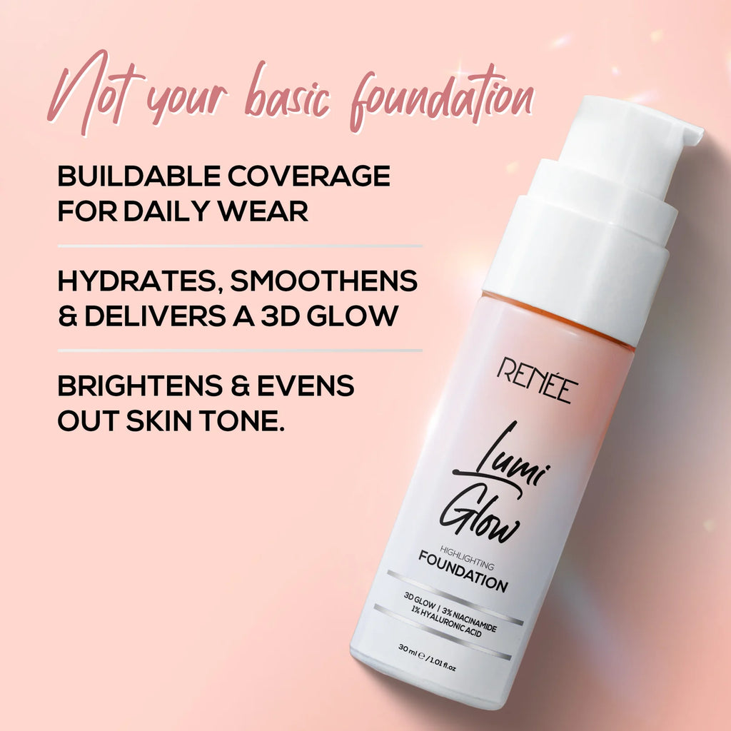 RENEE Lumi Glow Highlighting Liquid Foundation With 3D Glow For Skin 30ml