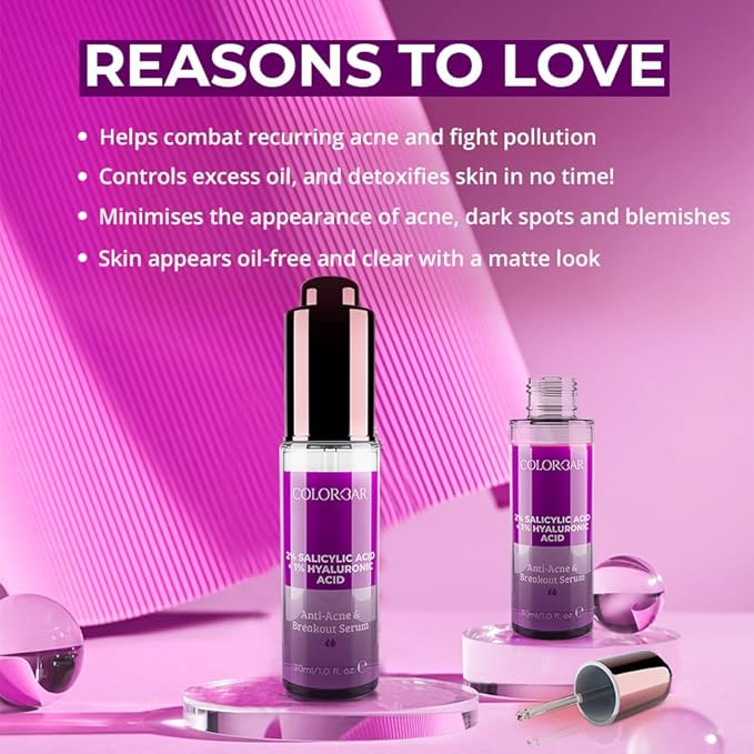 colorbar 2% salicylic acid +1% hhyaluronic serum 30ml