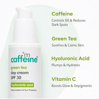 mCaffeine Day Cream For Women with SPF 30 PA++ | With Vitamin C, Hyaluronic Acid & Green Tea for 24hr Moisturization & 12hr Sun Protection | Reduces Dark Spots & Pigmentation - 50 ml