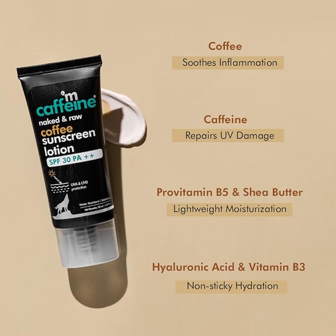 mCaffeine Coffee Matte Sunscreen SPF 30 PA++ for UVA & UVB Protection & Repair | Lightweight & Water Resistant Sun Cream with No White Cast | Sunscreen For Women & Men (50ml)