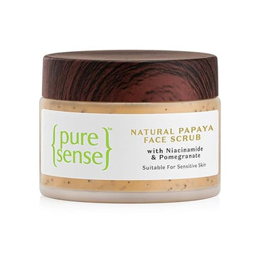 PureSense Papaya Face Scrub with Niacinamide & Pomegranate | Removes Blackhead, Tan & Dirt | for a Clear Even tone Radiant & Glowing Skin | From the makers of Parachute Advansed | 50g