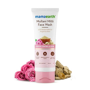 Mamaearth Multani Mitti Face Wash with Multani Mitti & Bulgarian Rose For Oil Control & Acne - 100 ml | Suits All Skin Types | Hydrating & Gentle | Paraben-Free | No Silicones | Sulphate-Free 100ml