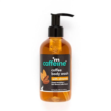 mCaffeine Coffee Body Wash with Almonds | De-Tan & Deep Cleansing Shower Gel | Enriched with Vitamin E & in Energizing Nutty Almond Aroma | Suitable for All Skin Types | For both Men & Women (200ml)