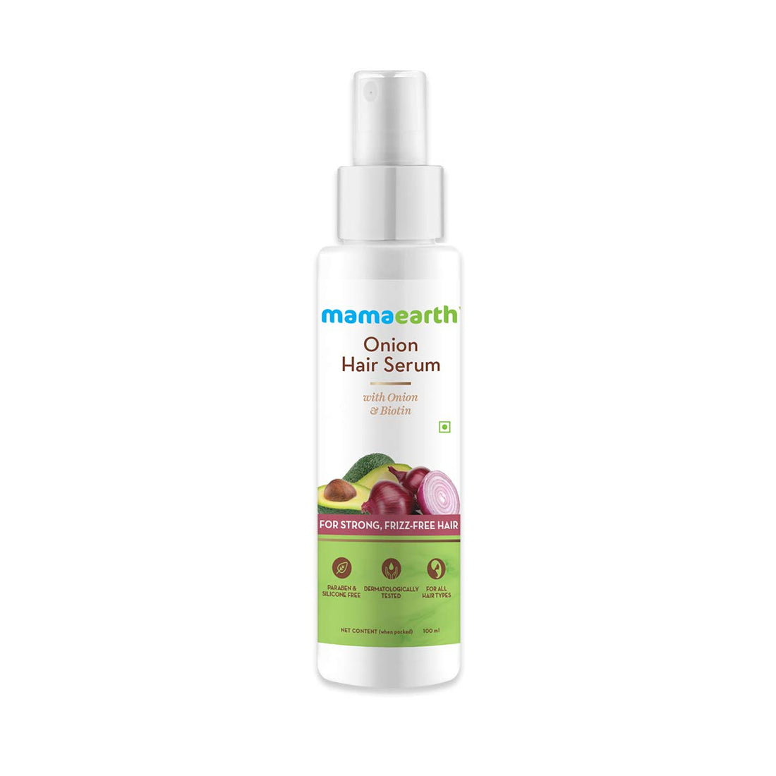 Mamaearth Onion Hair Serum For Silky & Smooth Hair, Tames Frizzy Hair, with Onion & Biotin for Strong, Tangle Free & Frizz-Free Hair - 100 ml