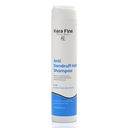 KERA FINE ANTI DANDRUFF HAIR SHAMPOO | 250ML | SAFE FOR SENSITIVE SCALP COOLING MENTHOL REFRESHES DANDRUFF REMOVAL | SULFATE FREE & PARABEN FREE | SODIUM CHLORIDE FREE