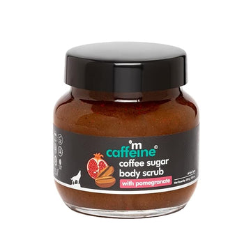 mCaffeine Coffee Sugar Body Scrub with Pomegranate for Gentle Exfoliation & Smoothening | Reduces Dead Skin, Tan & Scars | Fresh Pomegranate Aroma | Ultra Fine Scrub for Men & Women - 250g