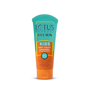 Lotus Herbals Safe Kids Soft-Touch Sunscreen, SPF 40, PA+++, Water & Sweatproof, Preservative Free, Anti Pollution, All Skin Types, Orange, 80 g
