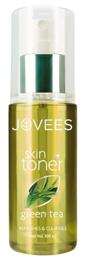 Jovees Herbal Green Tea Skin Toner with 100% Natural Ingredients | Cleanses & Moisturises | Pore Tightening | For Oily, Acne Prone Skin | Paraben & Alcohol Free | 100ml