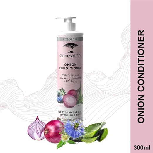 Colorbar Co-Earth Onion Conditioner 300 ml I Enriched with Red Onion Seed and Argan Oils I Improve hair growth I Reduces hair breakage