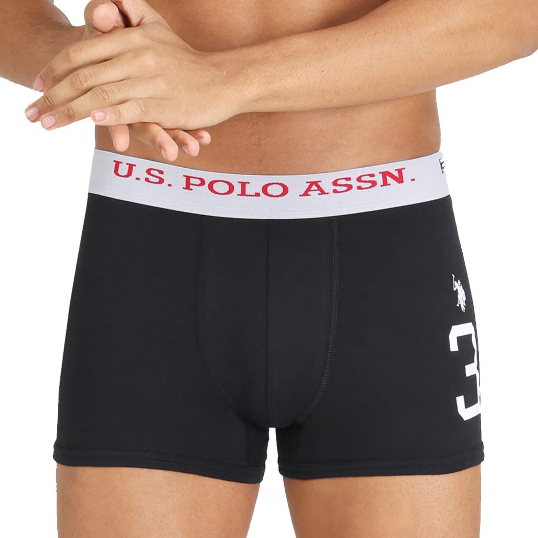 U.S. POLO ASSN. Mens Numeric Print Cotton Stretch I015 Trunks (Pack of 1)