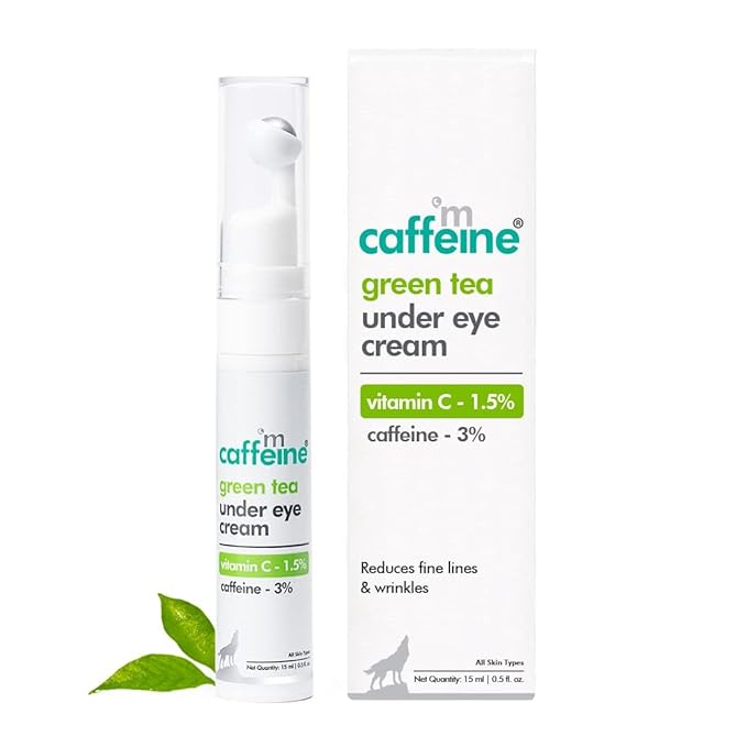 mCaffeine Green Tea Under Eye Cream to Reduce Fine Lines, Wrinkles & Dark Circles