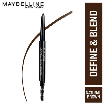 Maybelline New York Brow Pencil, With Spoolie, Long-lasting and Natural-looking Results, Define & Blend Brow Pencil, Natural Brown, 0.16 g