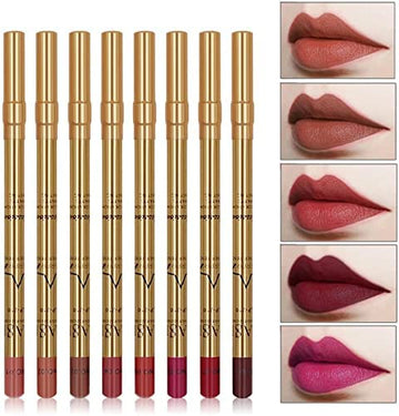 Imagic Professional Cosmetic 8 Colors 8g Waterproof Smooth and Long Lasting Golden Silky Matte Lip Liner Pencil Set