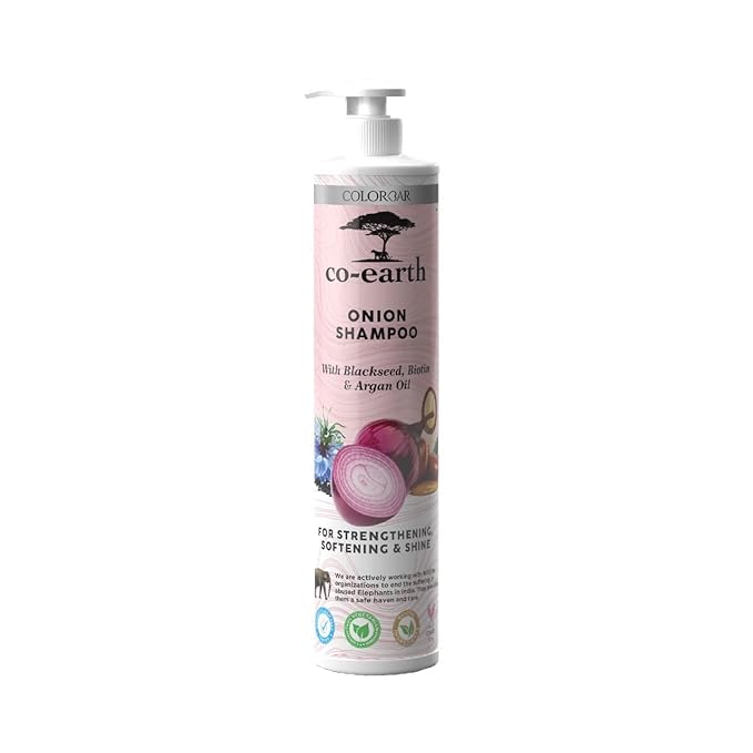 Colorbar Co-Earth Onion Shampoo 300ml I Enriched with Red Onion Seed & Argan Oil, and Blackseed Extract I Promotes healthy, shiny and voluminous hair