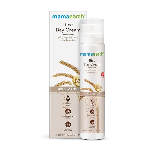 Mamaearth Rice Day Cream for daily use, With Rice Water & Niacinamide for Glass Skin - 50 g