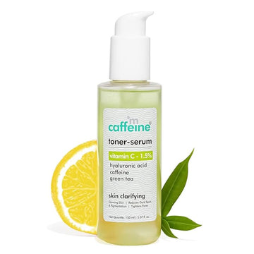 mCaffeine 1.5% Vitamin C 2in1 Face Toner-Serum with Green Tea Women & Men| Reduces Dark Spots & Pigmentation, Tightens Pores | Glowing Skin in 1 Use | 150ml