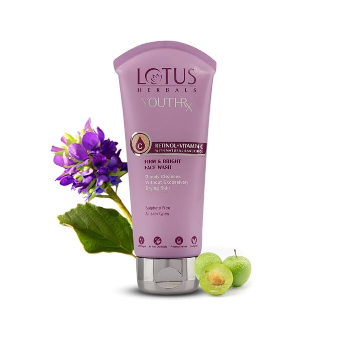 Lotus Herbals YouthRx Firm & Bright Face Wash | Bakuchiol Retinol & Vitamin C | Anti Ageing & Brightening | 100ml