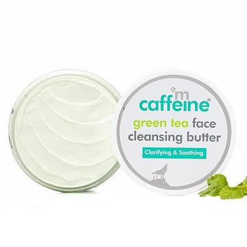 mCaffeine Green Tea Face Cleansing Butter with Shea Butter & Vitamin E| Moisturizing Face Cleanser and Makeup Remover| Cleansing Balm for Waterproof Makeup | Gentle on skin | For All Skin Types - 100g