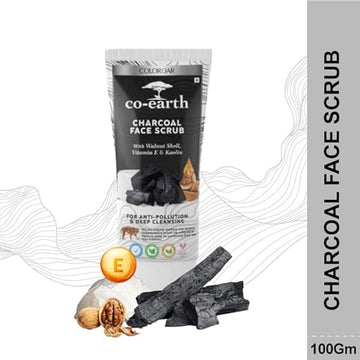 Colorbar Co-Earth Charcoal Face Scrub 100g I Activated Charcoal and Walnut shell powder I Provides Radiant Glow I Suitable for All Skin types