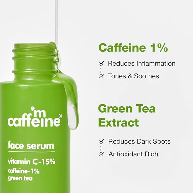 mCaffeine 15% Vitamin C Face Serum for Pigmentation & Dark Spot | Revives Dull Skin & Protects Against Sun Damage | Day & Night Serum for Face - 30ml