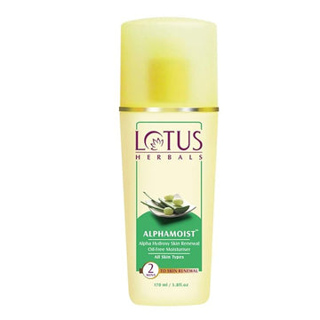 Lotus Herbals Alphamoist Alpha Hydroxy Skin Renewal Oil-free Moisturiser | For All Skin Types | 170ml