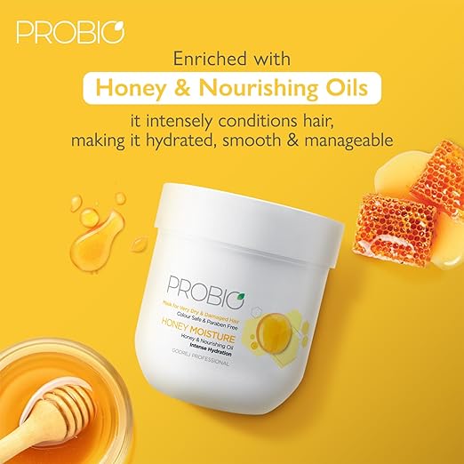 Godrej Professional Probio Honey Moisture Hair Mask (200g) | For Dry & Damaged Hair | No Sulphate | No Paraben | No SLS | No SLES | with Honey & Nourishing Oil