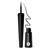 SUGAR Cosmetics Gloss Boss 24HR Eyeliner with Brush | Smudeproof & Waterproof - 01 Back In Black (Black Eyeliner) | 3ml