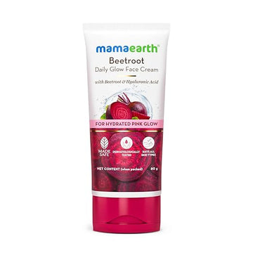 Mamaearth Beetroot Daily Glow Face Cream With Beetroot & Hyaluronic Acid - 80g|Gives Hydrated Pink Glow |Gives Instant Brightening Effect |Lightweight & Non-Greasy |Natural Glow |For All Skin Types