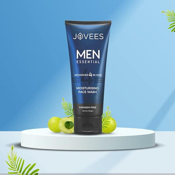 Jovees Herbal Men's Essential Advanced 4 in 1 Moisturizing Face Wash |with Vit C and Vit E | Gives Clean and Clear Skin |For All Skin Types 100g