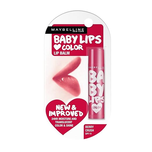 Maybelline New York Lip Balm, With SPF, Moisturises and Protects from the Sun, Pink Lolita & Baby Lips Cherry Kiss, Baby Lips, Berry Crush, 4g