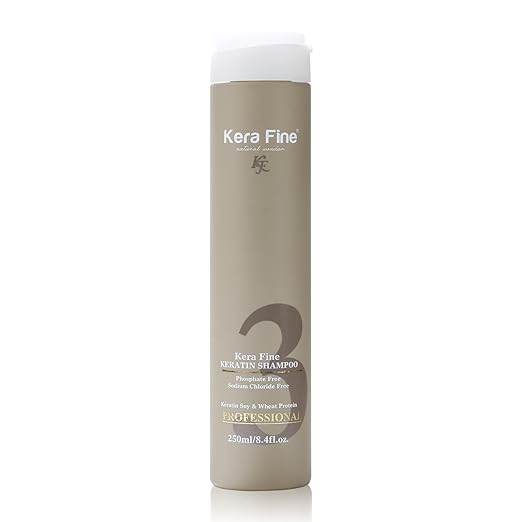 KERA FINE KERATIN SHAMPOO | 250ML | SULFATE FREE | PARABEN FREE | PHOSPHATE FREE, SODIUM CHLORIDE FREE | KERATIN SOY & WHEAT PROTEIN | PROFESSIONAL