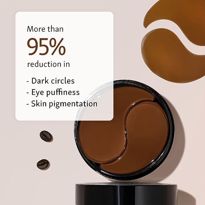 Mcaffeine Coffee Hydrogel Under Eye Patches For Dark Circles & Puffiness Reduction | Caffeine & Hyaluronic Acid | Moisture-Lock Technique For 2X Hydration - 30 Pairs | 90G