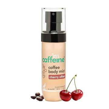 mCaffeine Cherry Body Mist For Women with Long-lasting Fruity-Floral Fragrance | Coffee & Caffeine Kill Body Odour | Hydrating Skin-friendly Perfume For All Skin Types - 100 ml