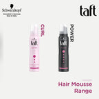 Schwarzkopf Taft Locken Hair Mousse, For long lasting curls, Weather-proof formula, Hold 3 with no stickiness