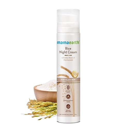 Mamaearth Rice Night Cream, for Clear Skin With Rice Water & Niacinamide for Glass Skin 50 g