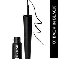 SUGAR Cosmetics Gloss Boss 24HR Eyeliner with Brush | Smudeproof & Waterproof - 01 Back In Black (Black Eyeliner) | 3ml