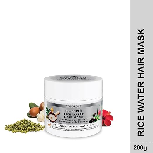 Colorbar Co-Earth Rice Water Hair Mask 200g I Goodness of Rice Ferment Extract I Repair damaged hair