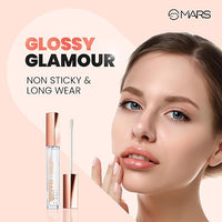 MARS Clear Quartz Lip Gloss for Women | Hydrating & High Shine | Lightweight Weight & Comfortable Lipgloss (3ml)