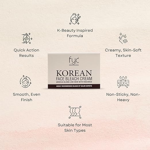 FYC PROFESSIONAL Korean Face Bleach Cream – Glass Skin Effect, Gentle Whitening & Hydrating Formula | 270g Skin Glow Cream