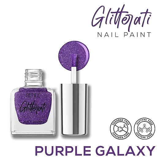 RENEE Glitterati Nail Paint- Purple Galaxy 10ml