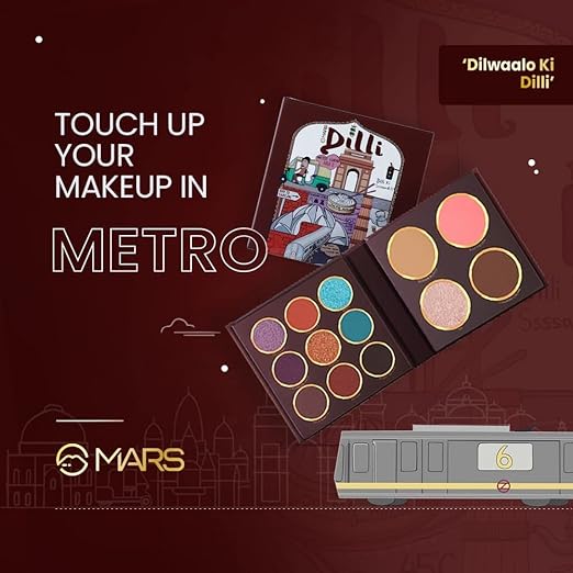 MARS The City Paradise Makeup Kit | Highly Pigmented and Blendable | 9 Eyeshadow Palette with 1 Highlighter, Blusher, Bronzer & Compact Powder each (16.0 gm) (02-Delhi)