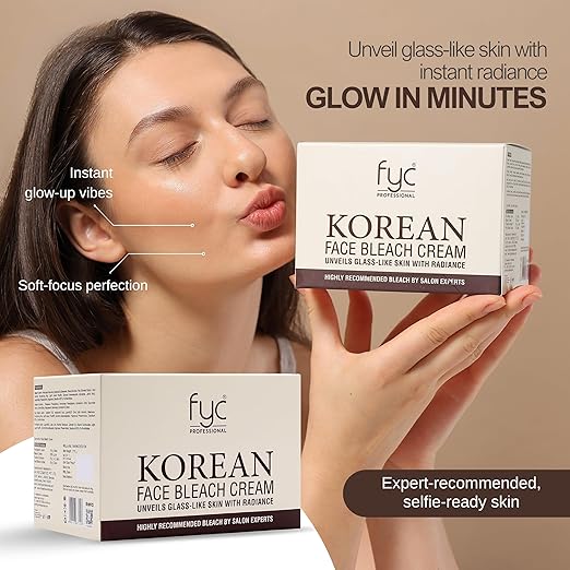 FYC PROFESSIONAL Korean Face Bleach Cream – Glass Skin Effect, Gentle Whitening & Hydrating Formula | 270g Skin Glow Cream