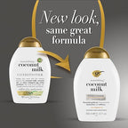 OGX Nourishing + Coconut Milk Moisturizing Conditioner for Strong & Healthy Hair, with Coconut Milk, Coconut Oil & Egg White Protein, Paraben-Free, Sulfate-Free Surfactants, 385ml