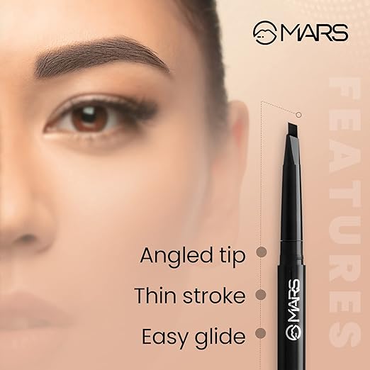 MARS Micro Precision Brow Pencil with spoolie | Retractable & Easy Glide | Long Lasting & Natural finish (0.4 g) Brown