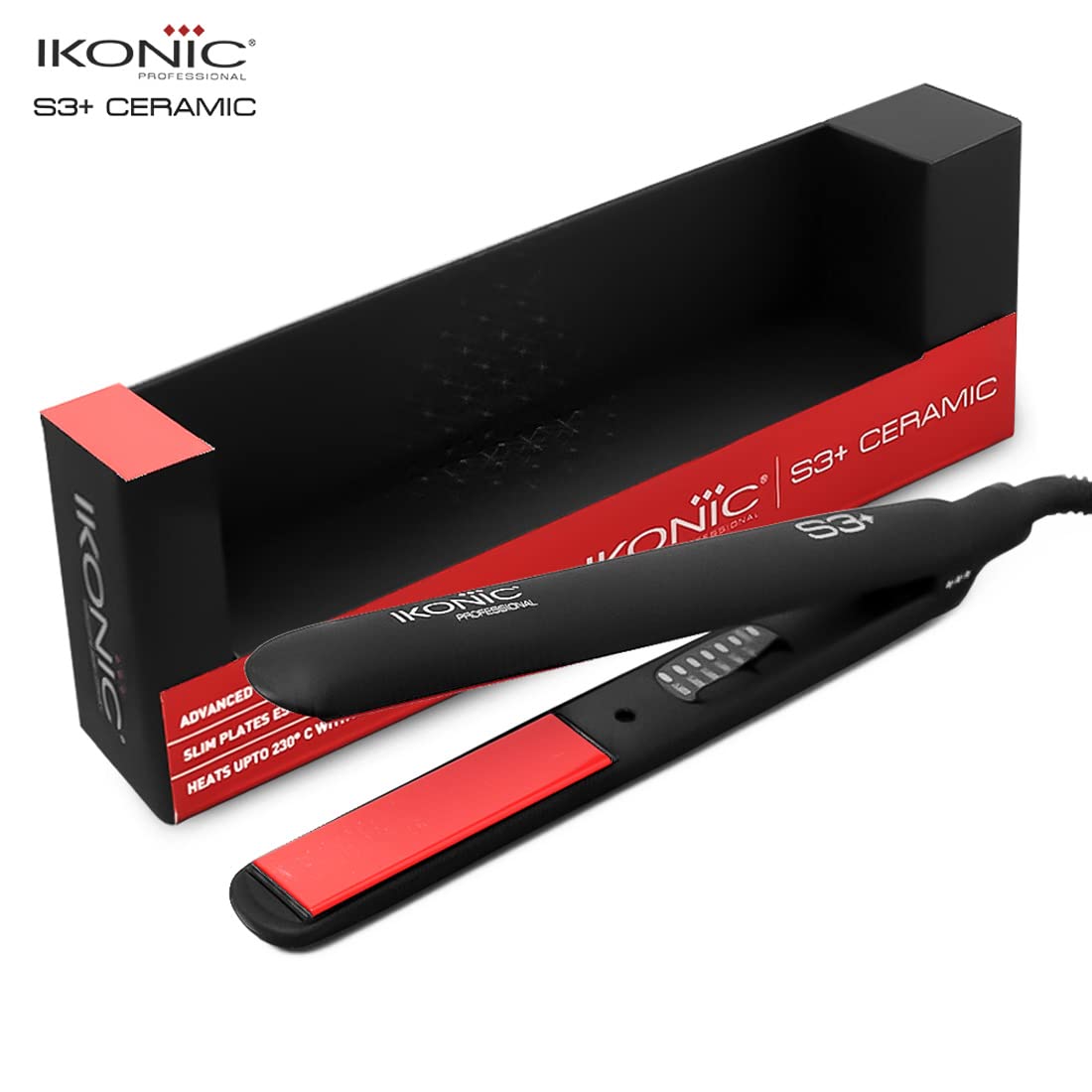 Ikonic Professional S3+ Ceramic Hai Straightener Black