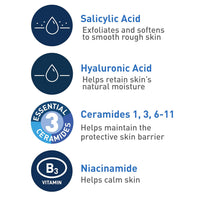 CeraVe SA Smoothing Cleanser For Dry, Rough & Bumpy Skin, contains Salicylic Acid, Ceramides & Hyaluronic acid|Dermatologist Recommended Face wash 236ml (Made In France)